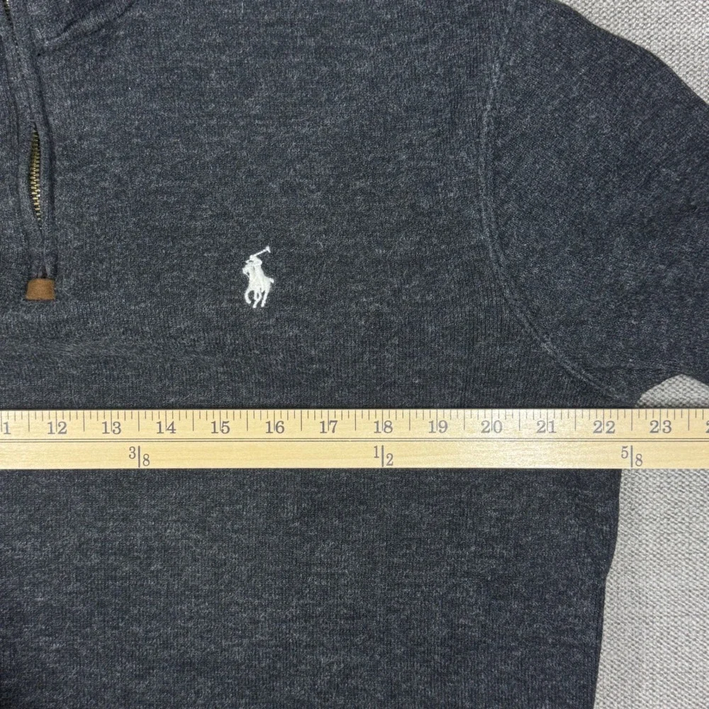 Polo Ralph Lauren Mens Estate-Rib Quarter-Zip Sweater Charcoal Gray Medium